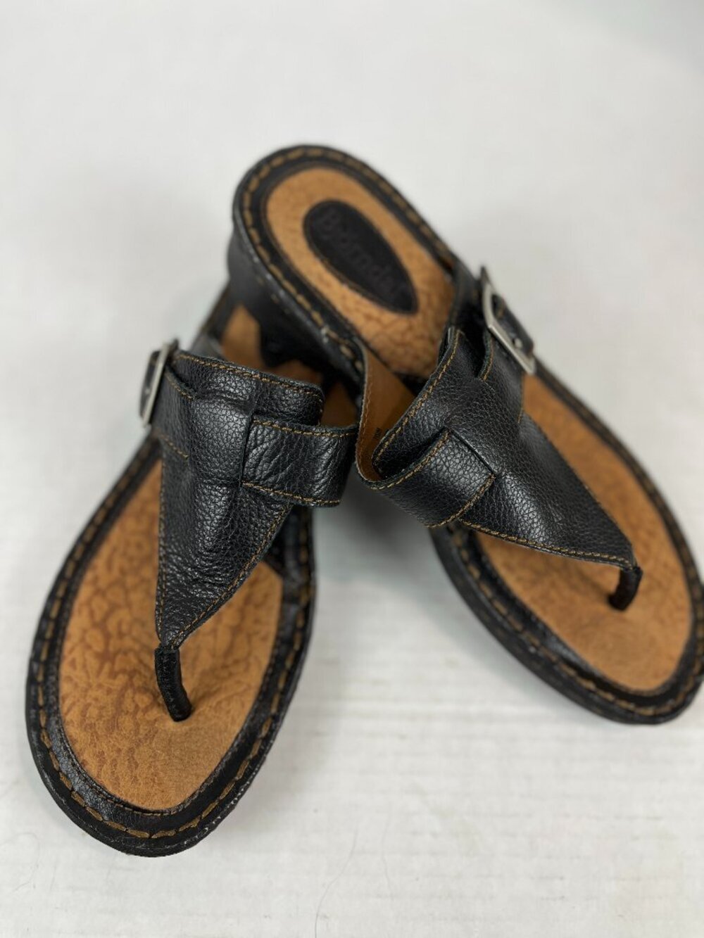 Women's Brown Leather Bjorndal Newton Thong Sandal Size US 9